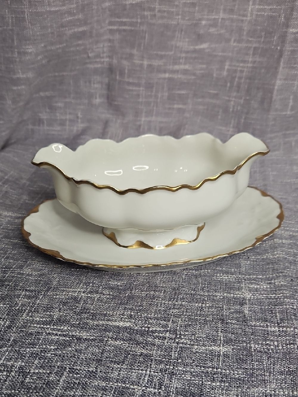 Antique M.Z. Austria '1210' Gravy Boat with Attached Underplate